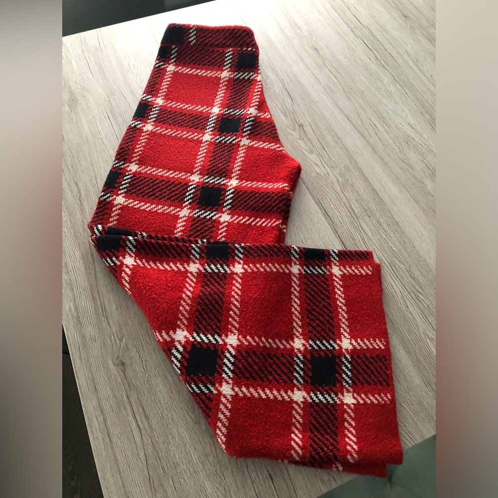 Zara Thick Knit Plaid Pants Size L NWOT